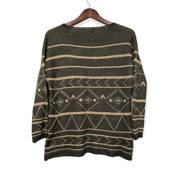 Lumiere Charcoal and Tan Cozy Pattern Sweater, Size S - Picture 6 of 8
